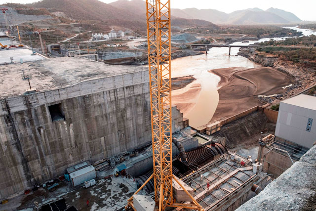 A general view of the Blue Nile River as it passes through the Grand Ethiopian Renaissance Dam, near Guba in Ethiopia, on December 26, 2019 (AFP photo)