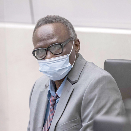 This handout photo, obtained from the International Criminal Court (ICC) via ANP on Monday, shows former senior commander of the Sudanese Janjaweed militia Ali Muhammad Ali Abd-Al Rahman, also known as Ali Kushayb, during a confirmation hearing over alleged war crimes and crimes against humanity committed during the Darfur conflict in 2003-04, in The Hague, on May 24, 2021 (AFP photo)