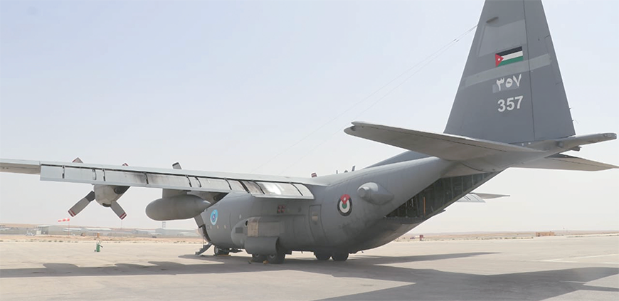 The Jordanian Armed Forces – Arab Army (JAF), in cooperation with other countries, carried out on Tuesday seven airdrops on the North of the war-torn Gaza Strip (JAF photo)