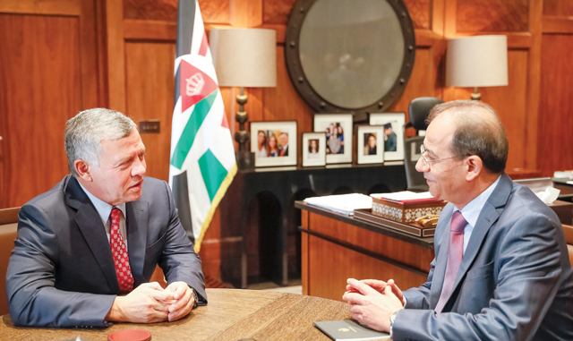 His Majesty King Abdullah is interviewed by the Jordan News Agency Petra’s Director Faisal Shboul   (Photo courtesy of Royal Court)