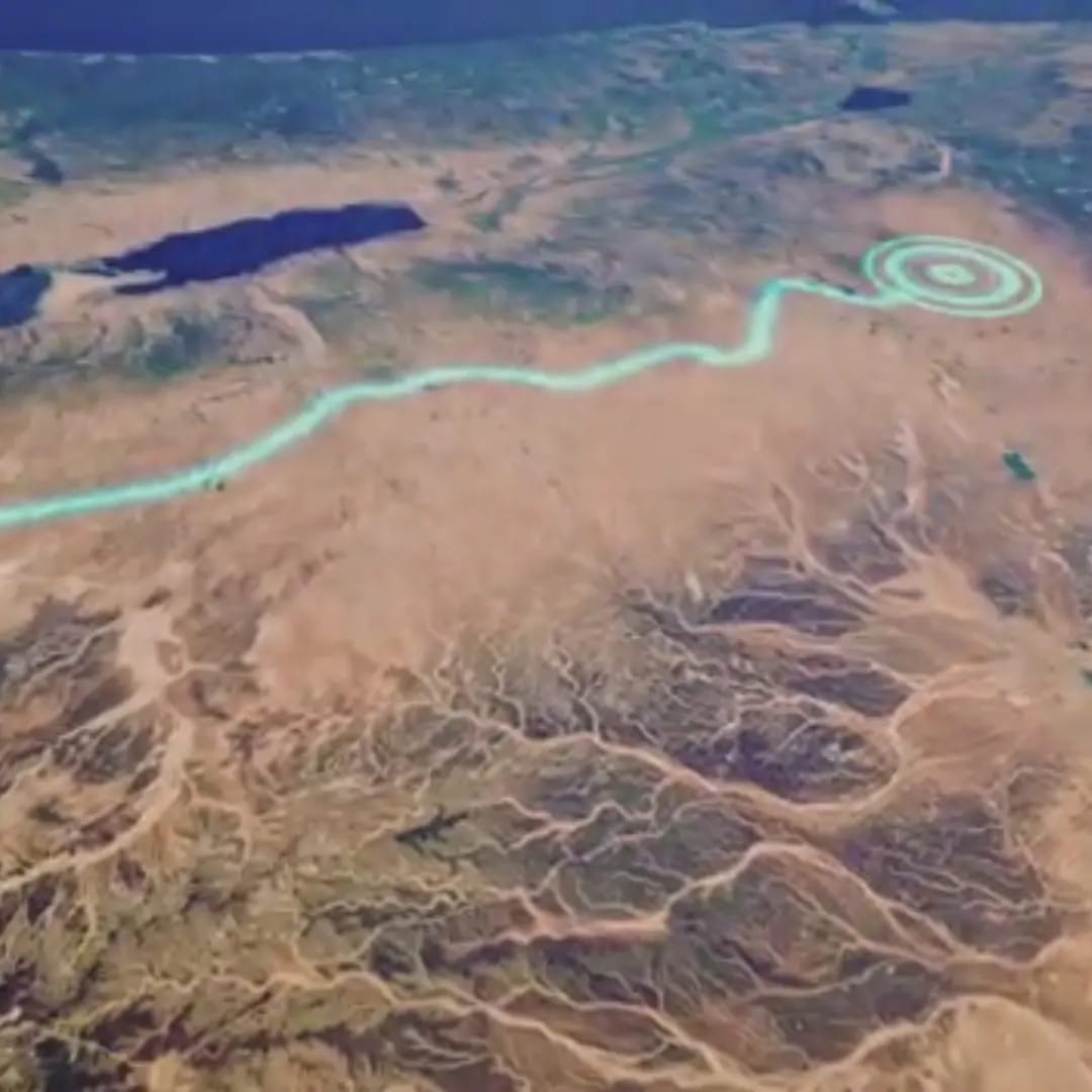 An aerial map of the 450km pipeline, part of the National Water Carrier Project (Petra photo)
