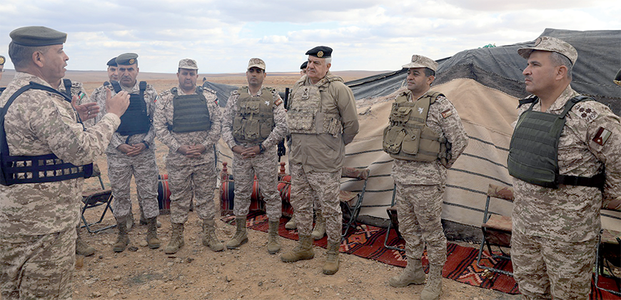 Chairman of the Joint Chiefs of Staff Maj. Gen. Yousef Huneiti orders the strengthening of the electronic border surveillance system on Thursday (Petra photo)