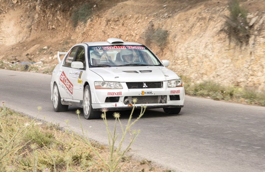 Khaled Juma in action on Friday at the 2nd round of the National Rally Championship (Photo by Amjad Ghsoun)