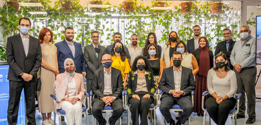 Winners of the second edition of the Abdul Hameed Shoman Foundation (AHSF) Innovation Award pose for a group photo with the AHSF team and evaluation committee members (Photo courtesy of AHSF)