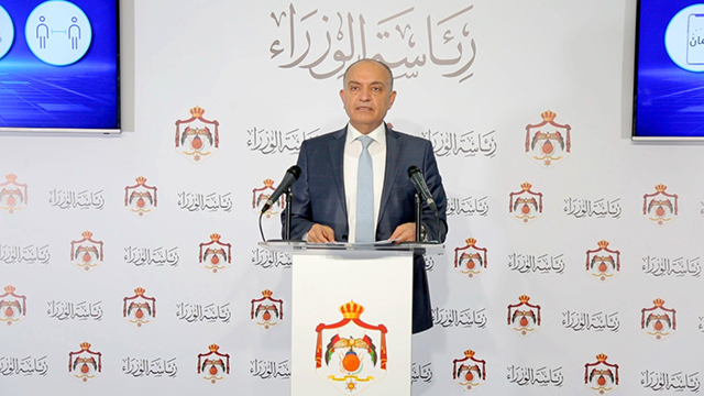 Minister of State for Media Affairs Amjad Adaileh speaks during a press briefing at the Prime Ministry on Thursday (Petra photo)