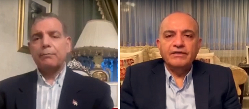 Minister of Health Saad Jaber and Minister of State for Media Affairs Amjad Adaileh give updates from their homes on Saturday in observance of the comprehensive curfew imposed over the weekend (Petra photos)