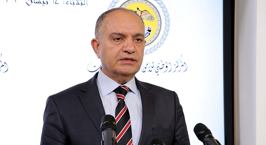 Minister of State for Media Affairs Amjad Adaileh speaks during a joint press briefing at the National Centre for Security and Crisis Management on Tuesday (Petra photo)