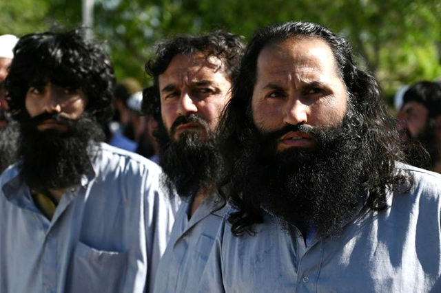 Some of the Taliban prisoners released from Bagram prison since the ceasefire in Afghanistan started (AFP photo)