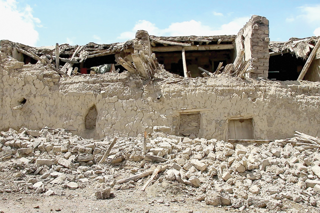 Damaged houses are pictured following an earthquake in Gayan district, Paktika province, on Wednesday (AFP photo)