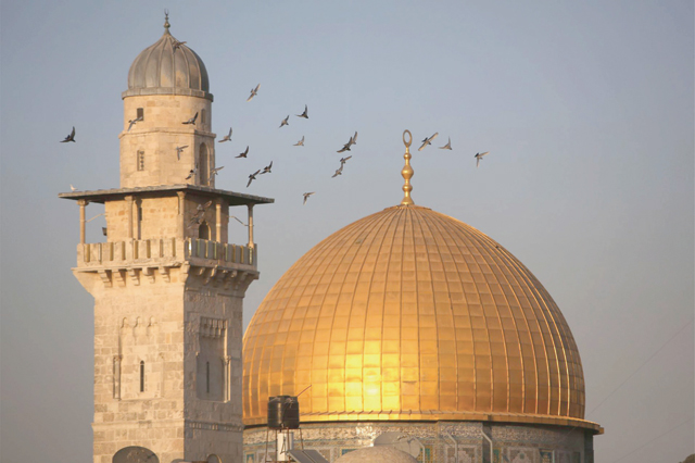Birds fly around the Dome of the Rock in Al Haram Al Sharif in Jerusalem's old city (AFP file photo)