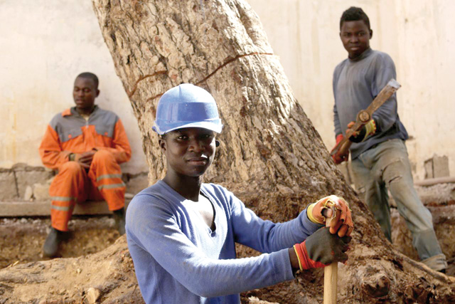 African migrants work at the construction site of a building in Algiers, Algeria, on June 29, 2017 (Reuters photo)