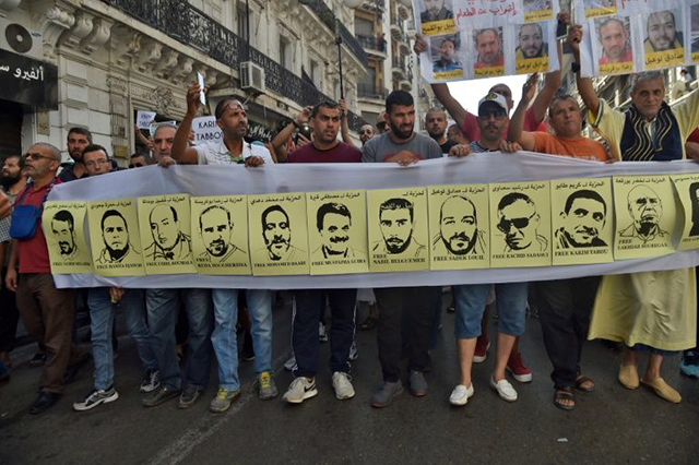 Algerians demonstrate against the arrest of dozens of people by the authorities during anti-regime protests (AFP photo)