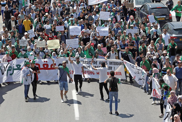 Students chant slogans during an anti-government protest in Algiers, Algeria, on Tuesday (Reuters photo)
