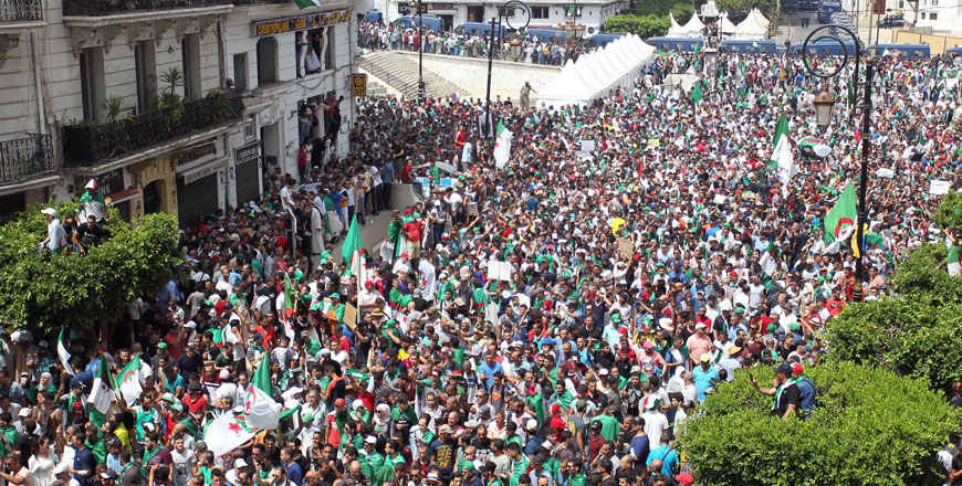 Algerian protesters gather during a weekly demonstration coinciding with the Algerian independence day in the capital Algiers on Friday (AFP photo)