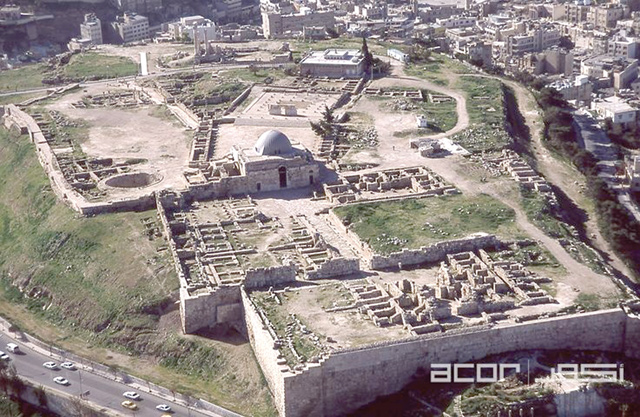 An aerial view of the Amman Citadel where the Jordan Archaeological Museum, the Temple of Hercules and the Ummayad Palace are located (Photo courtesy of ACOR)