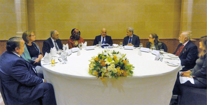 HRH Prince Hassan attends a roundtable session in Amman last Thursday to discuss elements of a new architecture for the Middle East (Photo courtesy of Strategic Foresight Group)
