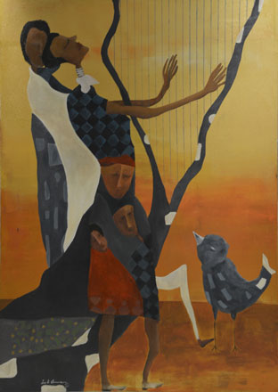 Music, painting and the human soul have found a place in the work of Jordanian artist Zaid Shawwa, now displayed under the title 'Watar' at Wadi Finan Art Gallery (Photo courtesy of Zaid Shawwa)