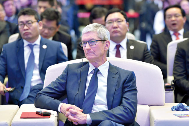 Apple CEO Tim Cook attends the opening ceremony of the 4th World Internet Conference in Wuzhen in China’s eastern Zhejiang province on Sunday (AFP  photo)