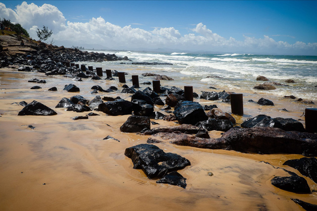 General view of massive beach erosion in the wake of cyclonic conditions at Byron Bay Main Beach on Tuesday  (AFP photo)