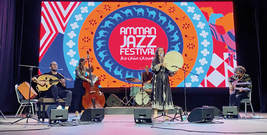 Members of the Austrian band ‘Orwa Saleh Ensemble’ perform during the Amman Jazz Festival (Photo courtesy of Austrian embassy)