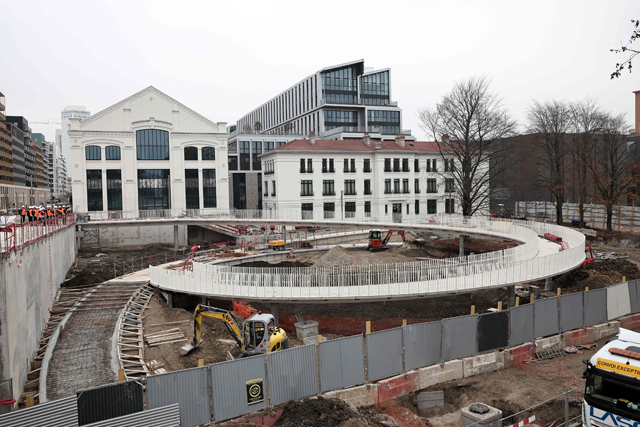 This photograph taken in Saint-Ouen, northern Paris, on Friday, shows the construction site of the Paris 2024 Olympic Village (AFP photo)
