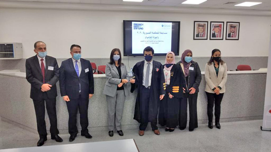 Rasheed for Integrity and Transparency (Transparency International-Jordan) on Sunday held a moot court competition for law students from Jordanian universities (Photo courtesy of the Judicial Institute of Jordan)