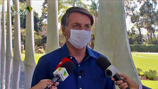 Screen grab of TV Brasil showing Brazilian President Jair Bolsonaro speaking at Planalto Palace in Brasilia on Tuesday (AFP photo)