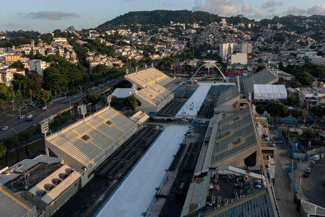 Aerial view of the Marques de Sapucai sambadrome at the city centre of Rio de Janeiro, Brazil, on February 24 (AFP photo)