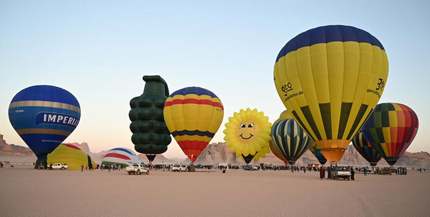 A view of Jordan’s first ever hot air balloon festival, held at the start of October 2021, in Wadi Rum (JT file photo)