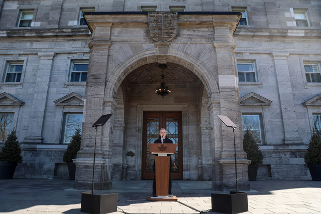 Canada's Prime Minister Mark Carney speaks at a news conference at Rideau Hall in Ottawa on Sunday (AFP photo)