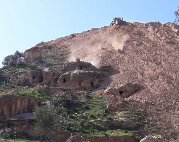 Road construction work under way near caves in Jerash on Amman Irbid-Highway recently  (Photo courtesy of Yousef Zuraiqat)