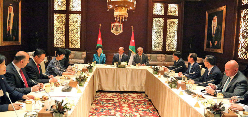 HRH Prince Feisal meets Vice Premier of China's State Council Liu Yandong at the Basman Palace on Thursday   (Petra photo)