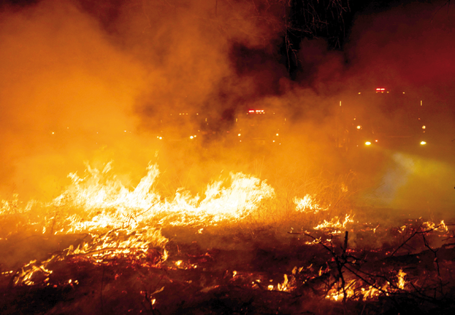 This handout photo released by the Mato Grosso do Sul Government shows firefighters battling to control a wildfire at Pantanal Biome, in the region of Corumba, Mato Grosso do Sul State, Brazil, on Sunday (AFP photo)