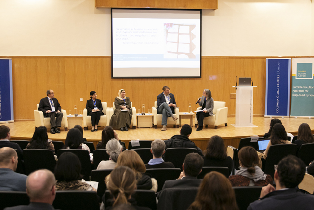 Panelists discuss policies to alleviate economic problems of the Syrian refugees and host communities on Thursday at the Columbia Global Centres (Photo courtesy of the Columbia Global Centres)