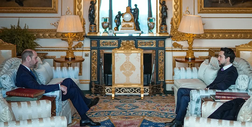 HRH Crown Prince Hussein meets on Monday with Prince William, the Prince of Wales, at Windsor Castle in the UK (Instagram photo)