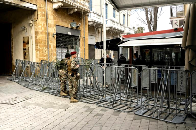 The Ledra Street crossing in divided Cypriot capital Nicosia has been closed for two and a half months (AFP photo)