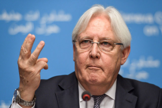 United Nations special envoy for Yemen Martin Griffiths gives a press conference on Wednesday (AFP photo)