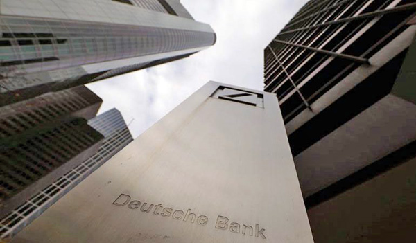 The logo of Germany’s largest business bank, Deutsche Bank is seen in front of one of the bank’s office buildings in Frankfurt, Germany, on October 27, 2016  (Reuters photo)
