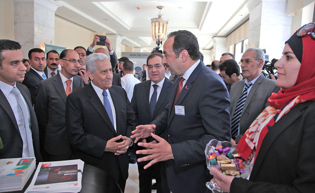 Prime Minister Abdullah Ensour speaks to participants at an energy conference in Amman on Monday  (JT photo)
