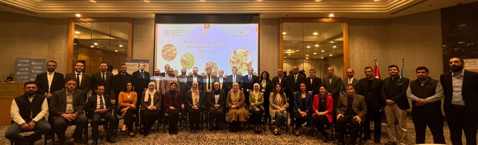 Participants pose for a group photo during the launch of a project to focus on the transformation of food systems in Jordan on Monday (Photo courtesy of FAO)