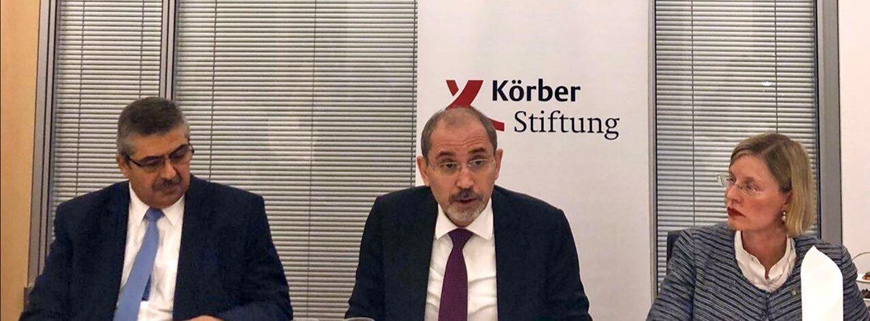 Foreign Minister Ayman Safadi participates in a dialogue session organised by the Körber Foundation in Germany (Photo courtesy of Foreign Ministry)