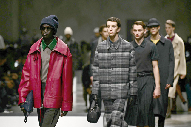 Models walk the runway at the Fendi collection show during the Milan Fashion Week Menswear Autumn/Winter 2024/2025 on Saturday in Milan (AFP photo)