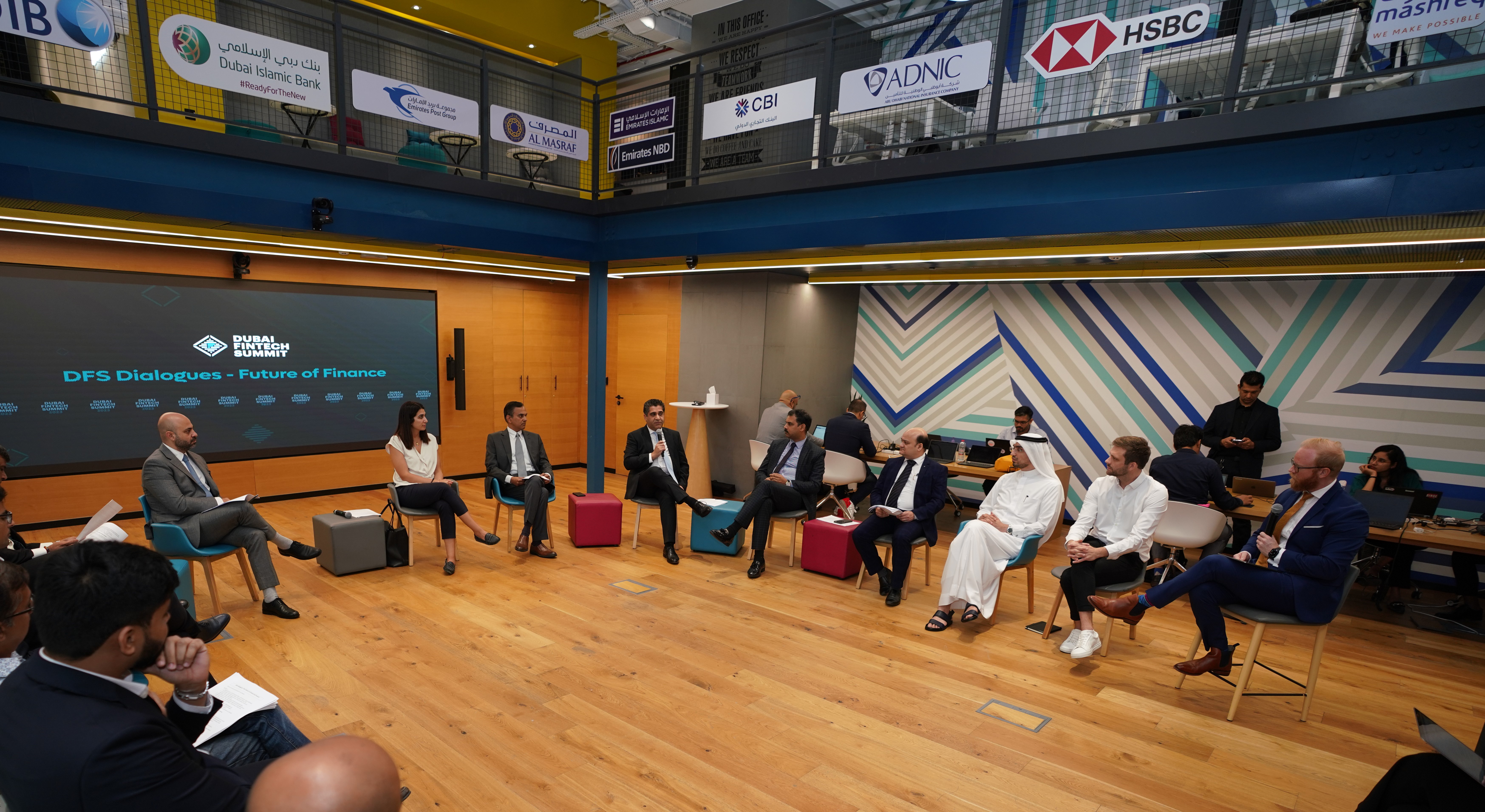 Speakers are seen during the second Dubai FinTech Summit Dialogues last week (Photo courtesy of DFS)