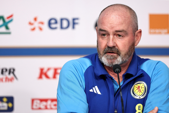 Scotland’s head coach Steve Clarke speaks during a press conference at Pierre-Mauroy Stadium in Lille, northern France on Monday (AFP photo)