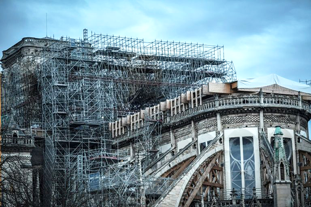 The Notre-Dame Cathedral in Paris was partly destroyed when fire broke out beneath the roof in April 2019 (AFP photo)