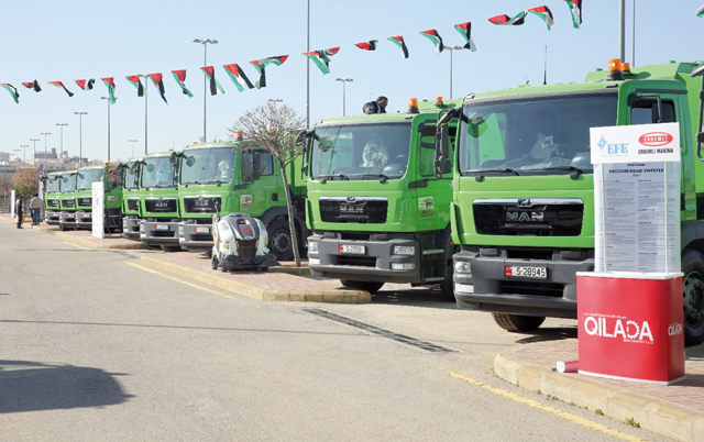 The Great Amman Municipality on Monday received 30 dustcarts presented by the European Bank for Reconstruction and Development (Petra photo)