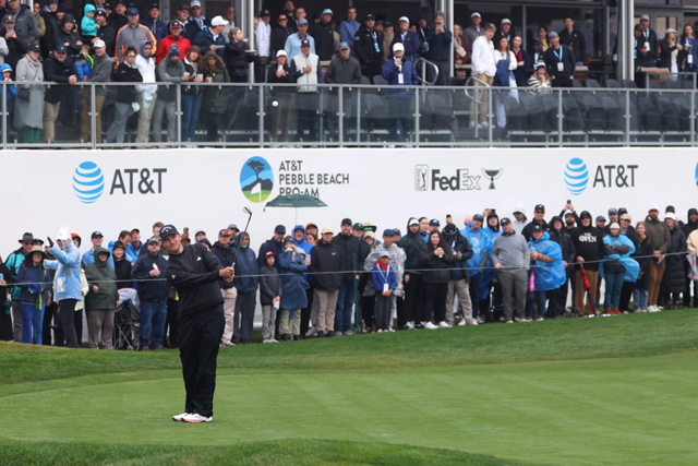 Rasmus Hojgaard of Denmark plays a shot on the 17th hole during the third round of the AT&T Pebble Beach Pro-Am 2025 at Pebble Beach Golf Links on February 01, 2025 in Pebble Beach, California (AFP photo)