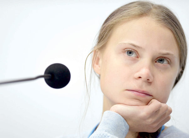 Swedish climate activist Greta Thunberg holds a press conference with other young activists to discuss the ongoing UN Climate Change Conference COP25 at the 'IFEMA - Feria de Madrid' exhibition centre, in Madrid, on Monday (AFP photo)