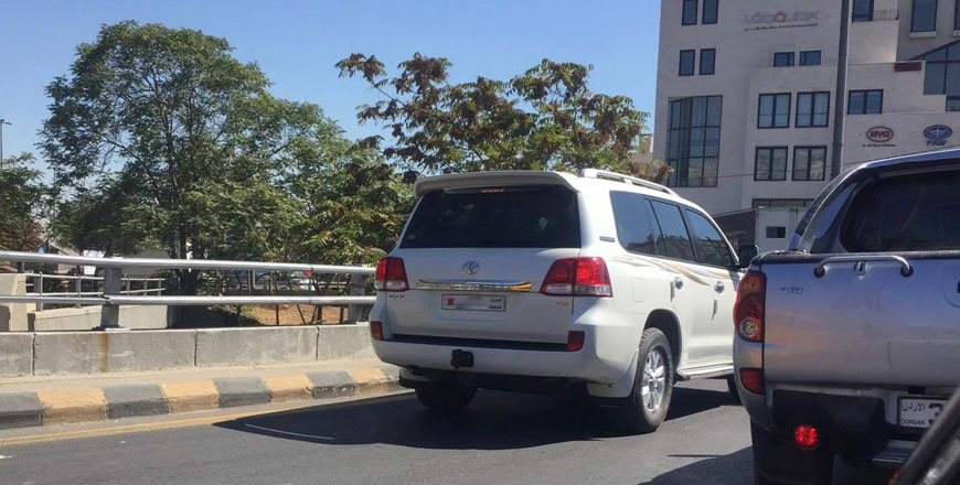A vehicle with a Bahraini licence plate is seen on a street in Amman on Wednesday (Photo by Omar Obeidat)