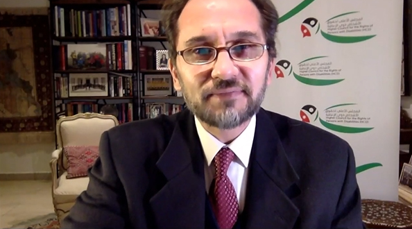 HH Prince Mired addresses, via telepresence, the conclusion of the virtual Global Disability Summit 2022 (GDS22) on Saturday (Photo courtesy of HCD Twitter handle)